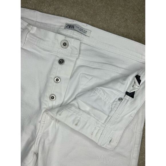 Zara White Distressed 34 waist, 27 inseam, Raw Edge High Rise PLUS - Picture 2 of 10